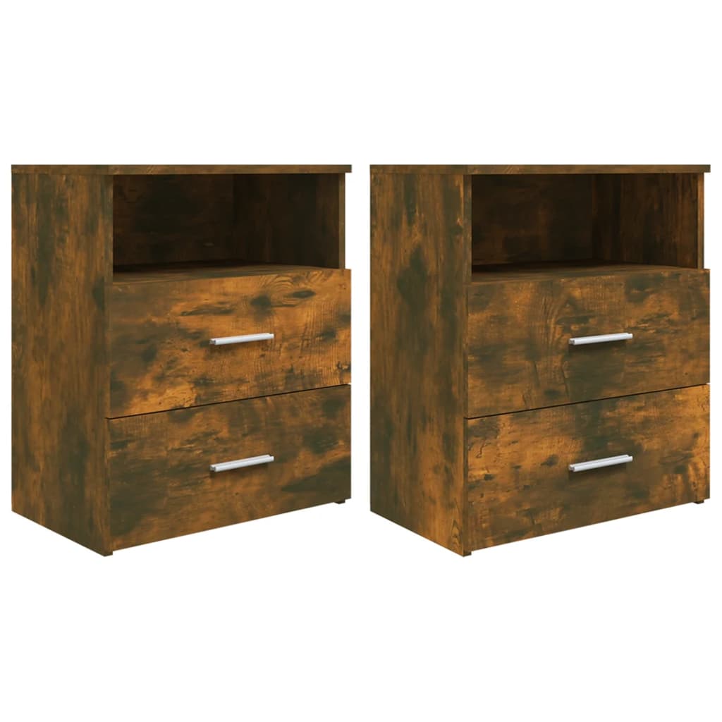 vidaXL Bed Cabinets 2 pcs Smoked Oak 19.7"x12.6"x23.6"