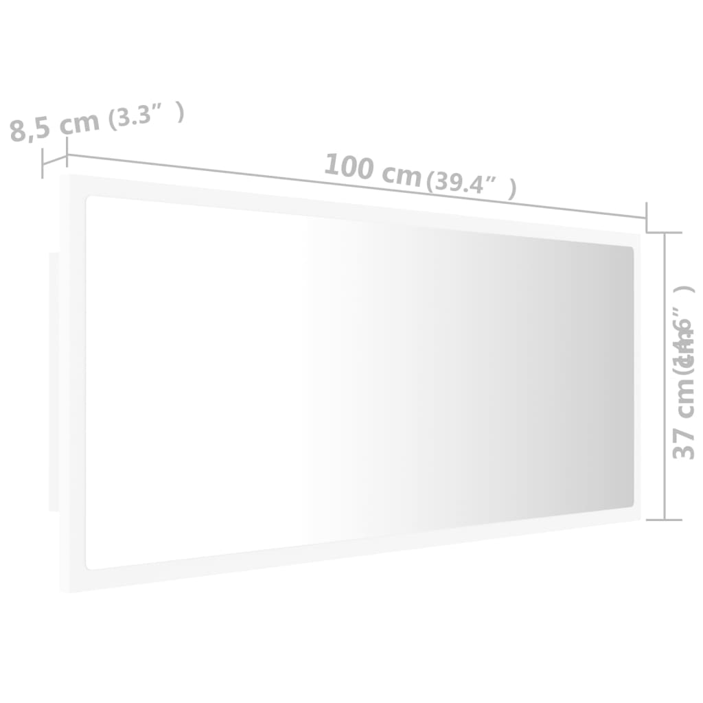 vidaXL LED Bathroom Mirror White 39.4"x3.3"x14.6" Engineered Wood