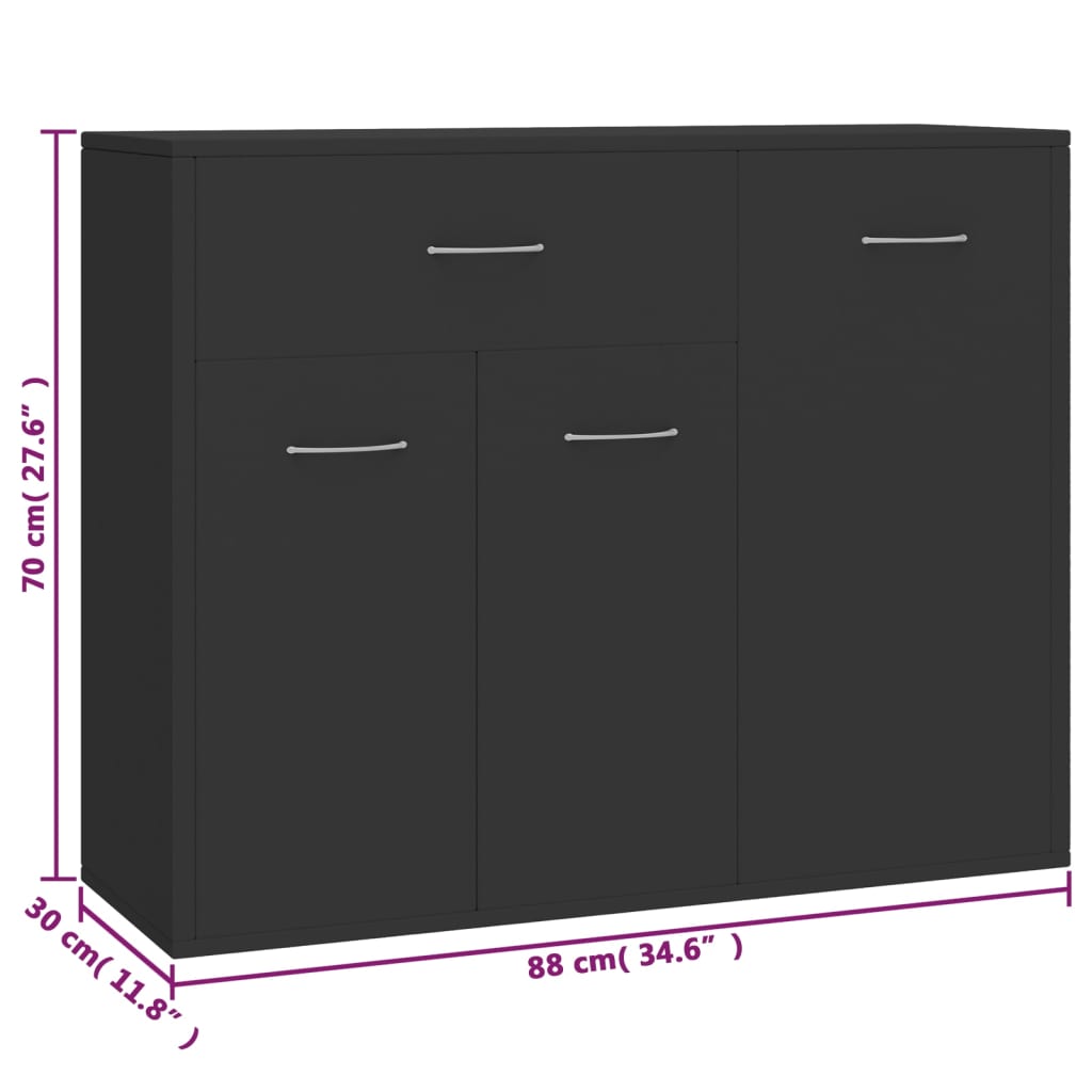 vidaXL Sideboard Gray 34.6"x11.8"x27.6" Engineered Wood