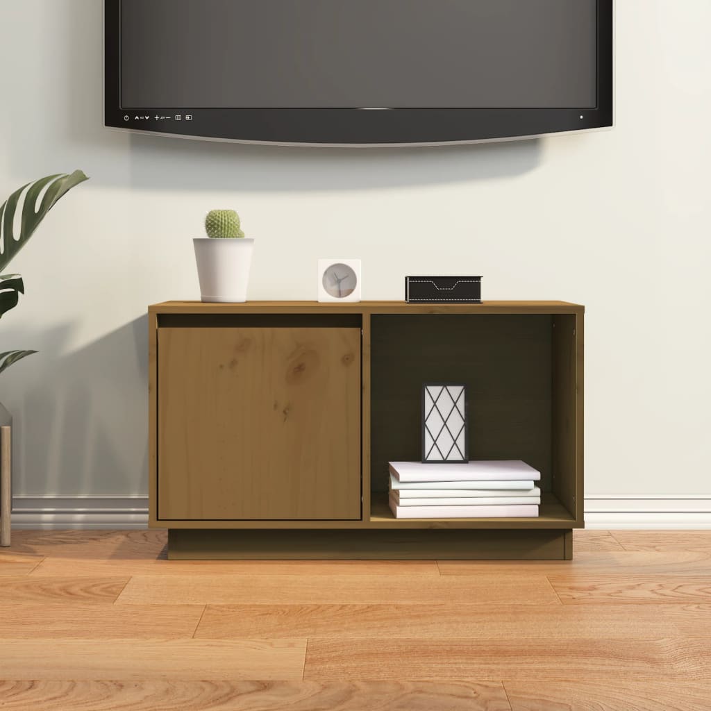 vidaXL TV Cabinet Honey Brown 29.1"x13.8"x17.3" Solid Wood Pine