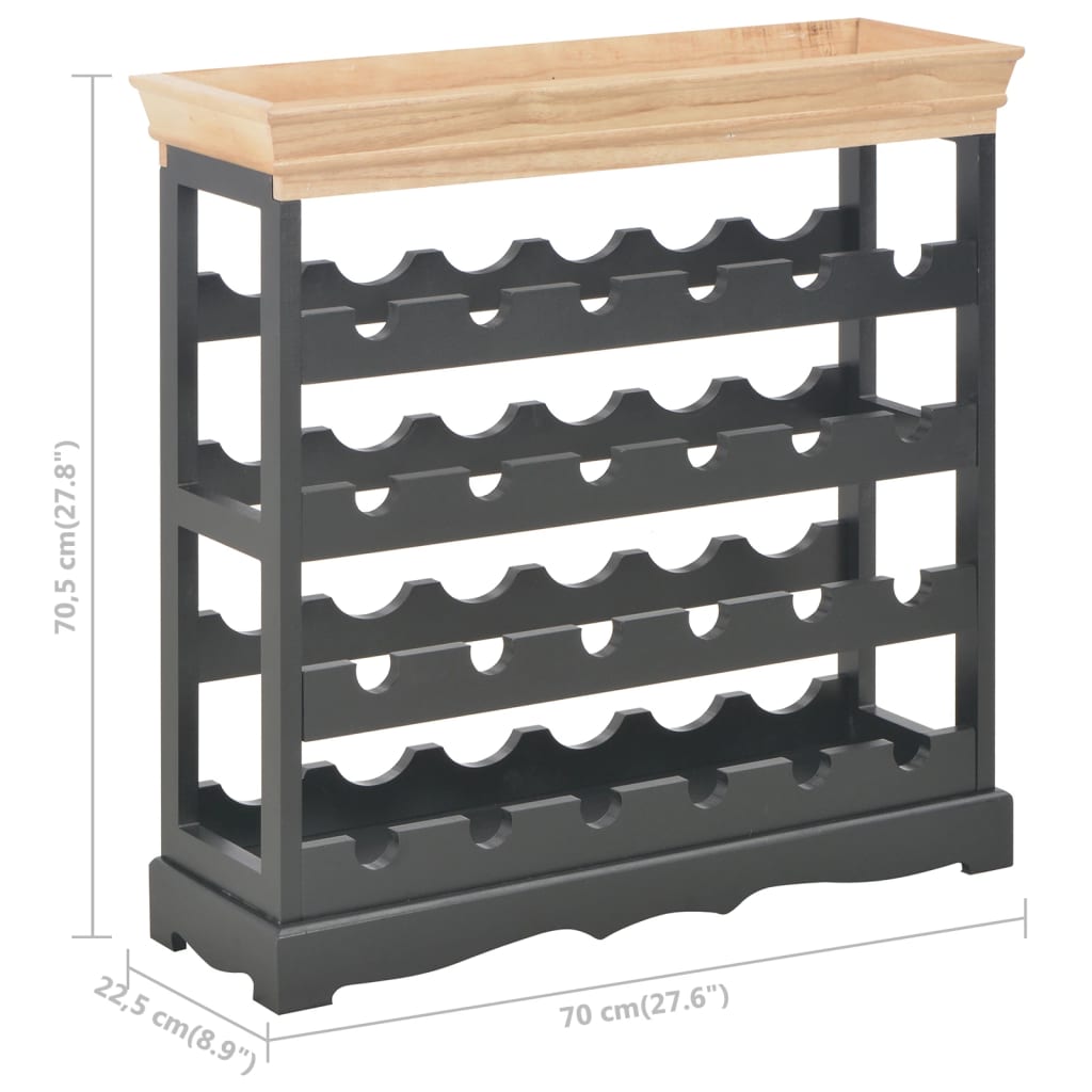 vidaXL Wine Cabinet Black 27.6"x8.9"x27.8" MDF