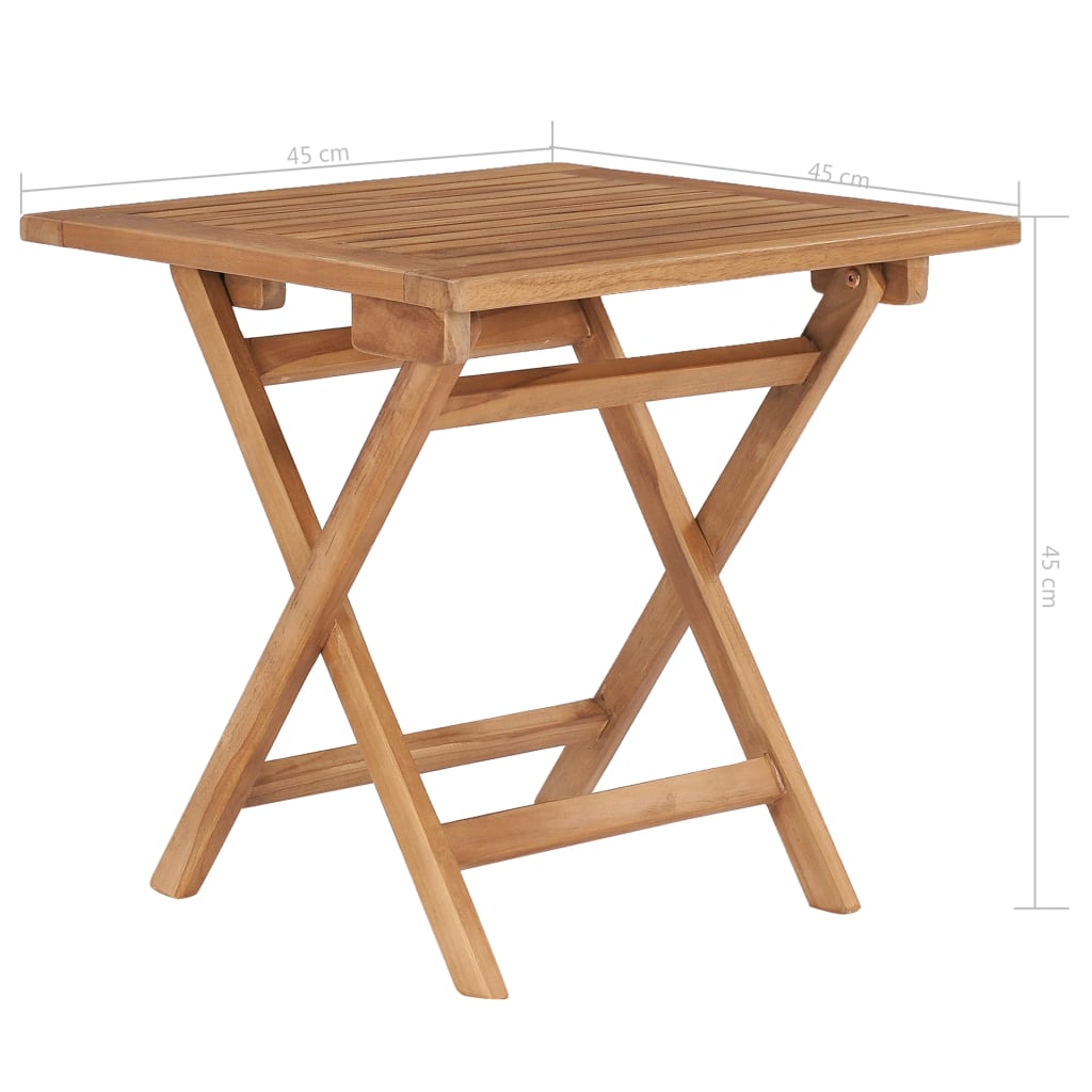 vidaXL Folding Patio Table 17.7"x17.7"x17.7" Solid Teak Wood