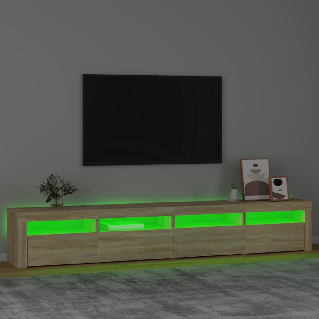 vidaXL TV Stand with LED Lights Sonoma Oak 94.5"x13.8"x15.7"