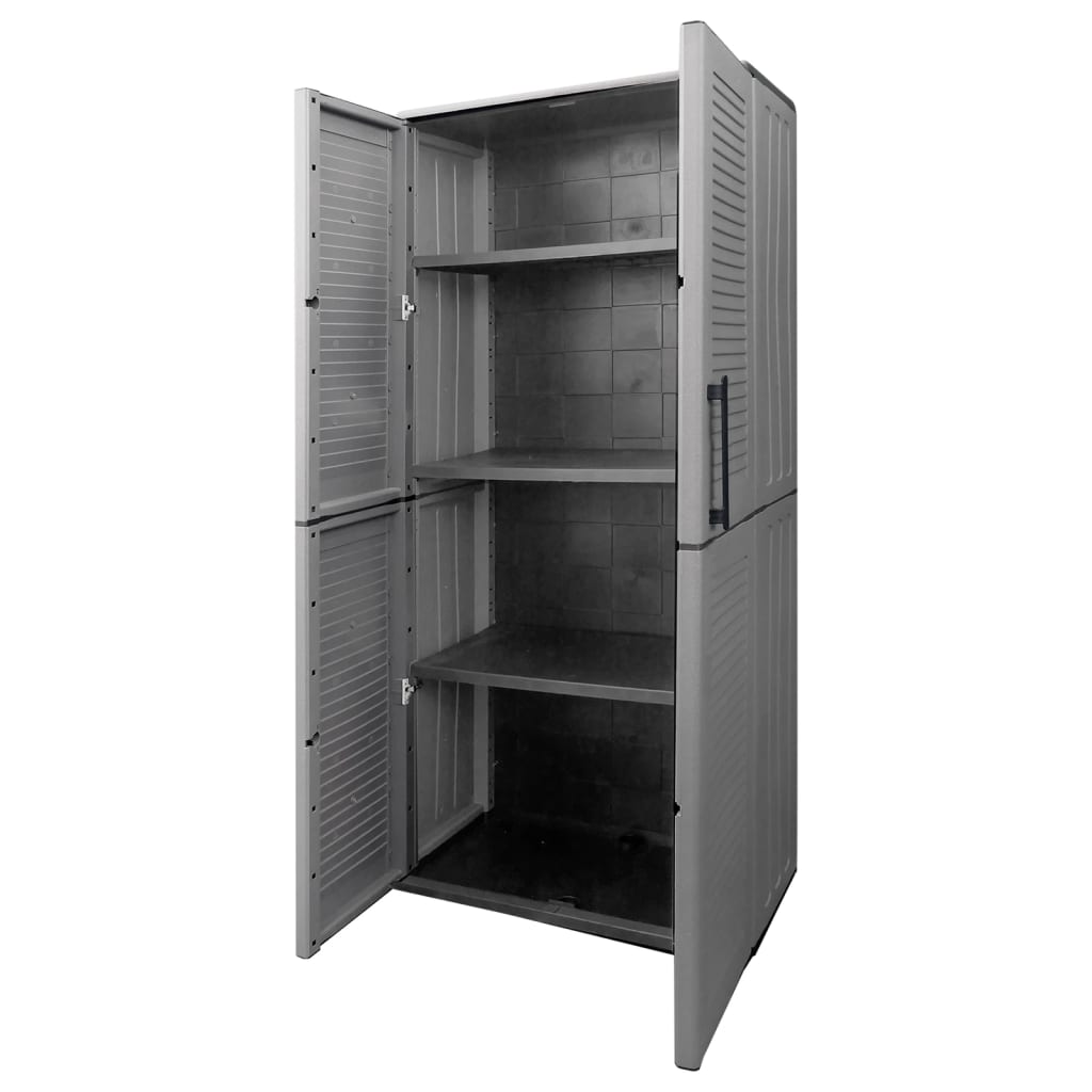 vidaXL Garden Storage Cabinet Gray and Black 26.8"x14.6"x64.2" PP