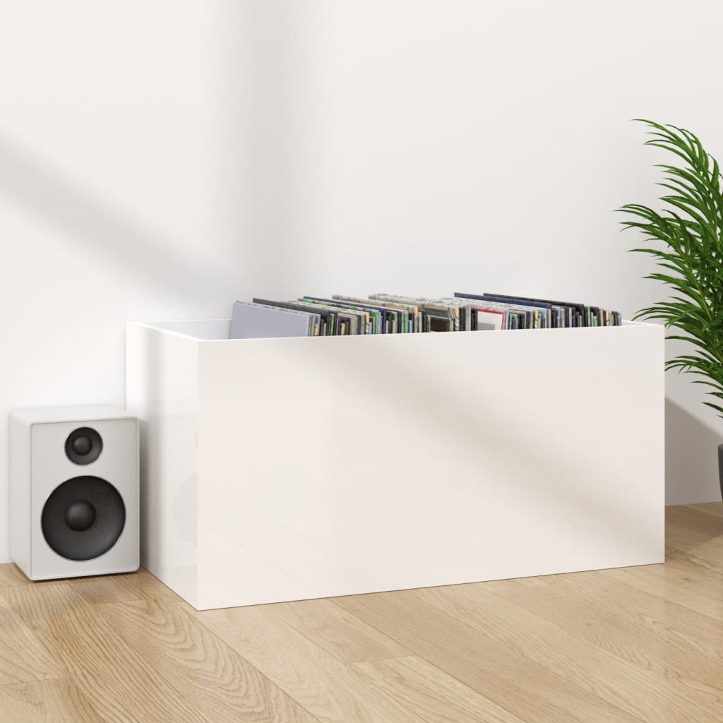 vidaXL Vinyl Storage Box High Gloss White 28"x13.4"x14.2" Engineered Wood