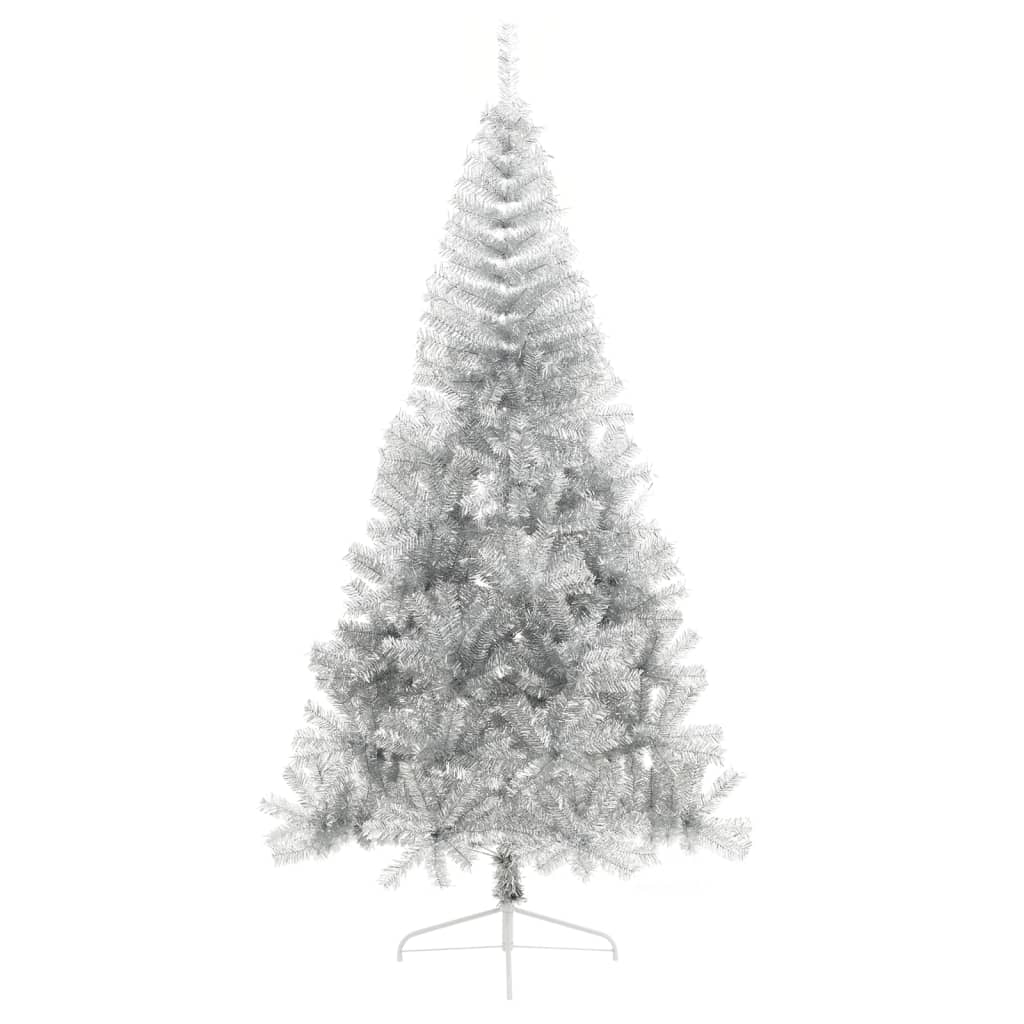 vidaXL Artificial Half Christmas Tree with Stand Silver 7 ft PVC