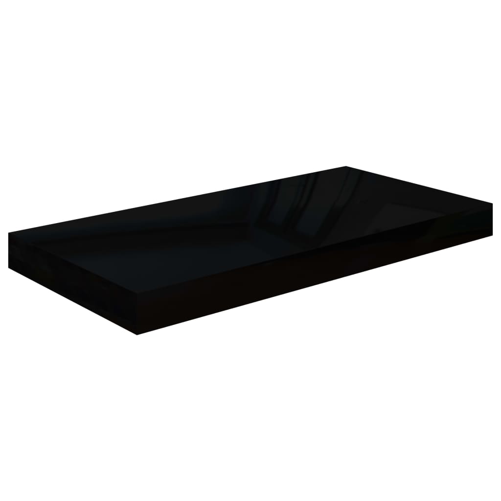vidaXL Floating Wall Shelves 2 pcs High Gloss Black 19.7"x9.1"x1.5" MDF