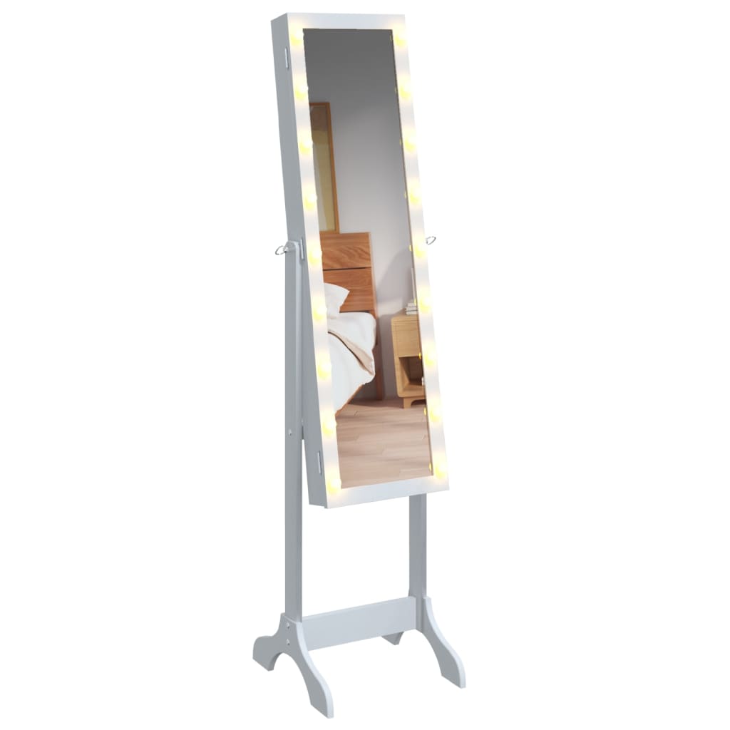 vidaXL Free-Standing Mirror with LED White 13.4"x14.6"x57.5"