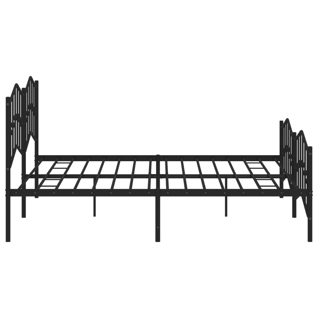 vidaXL Metal Bed Frame with Headboard and Footboard Black 76"x79.9" King