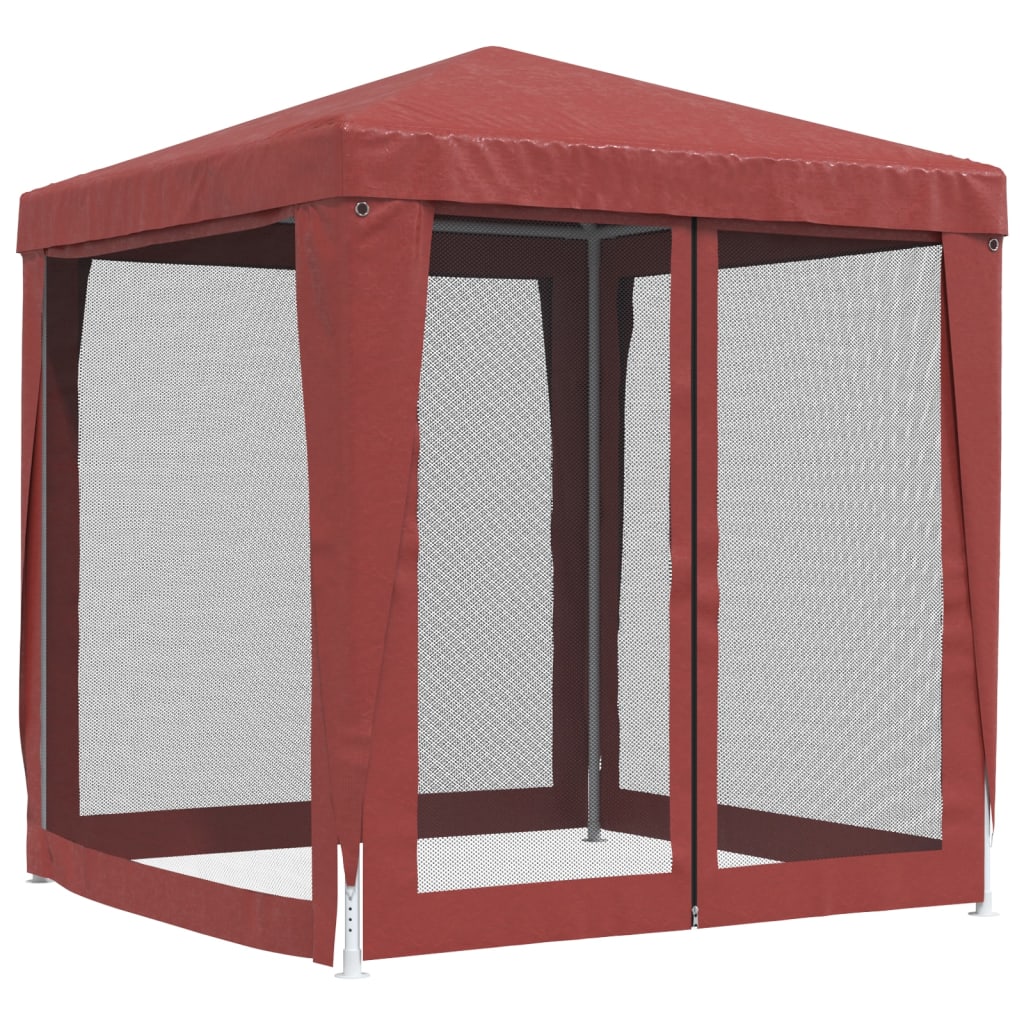 vidaXL Party Tent with 4 Mesh Sidewalls Red 6.6'x6.6' HDPE