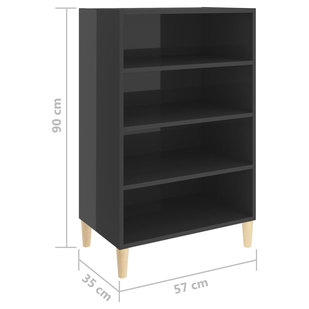 vidaXL Sideboard High Gloss Gray 22.4"x13.8"x35.4" Engineered Wood