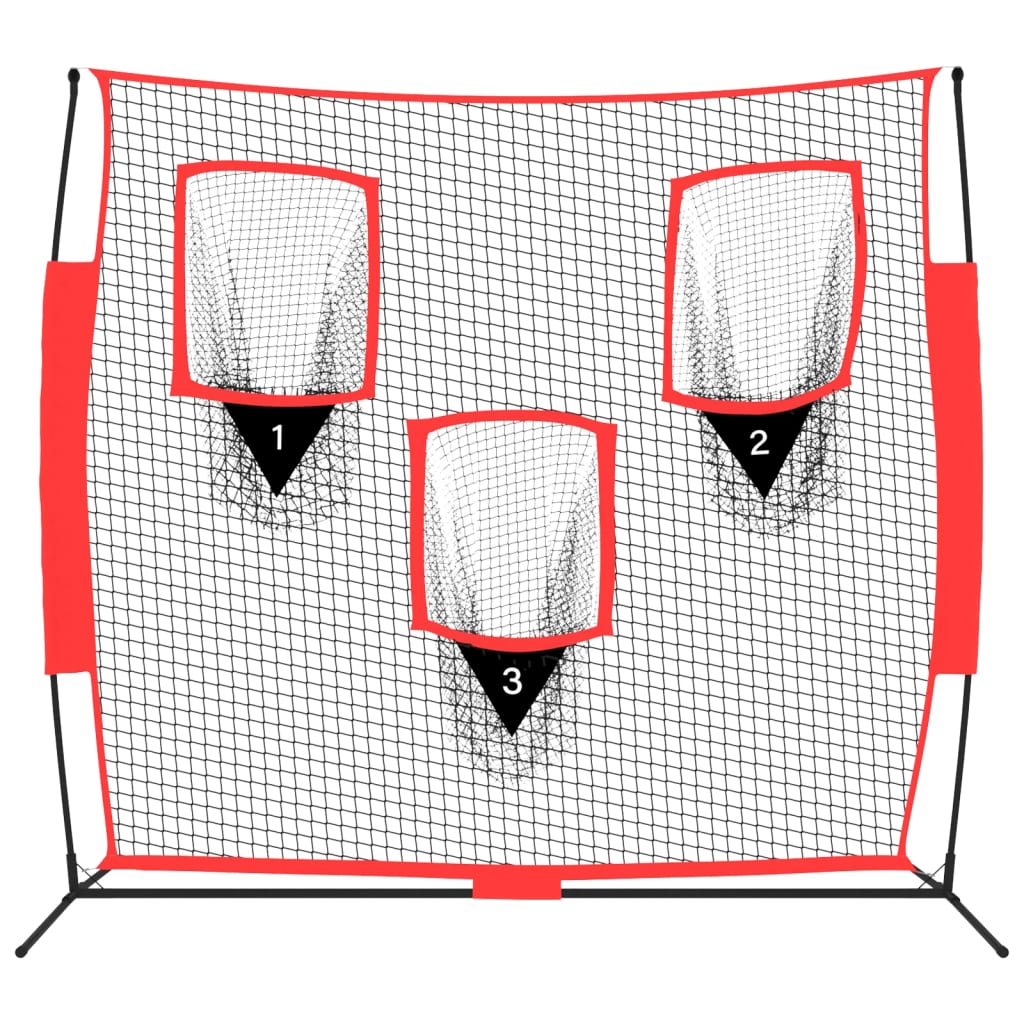 vidaXL Portable Baseball Net Black and Red 72"x41.3"x72" Polyester