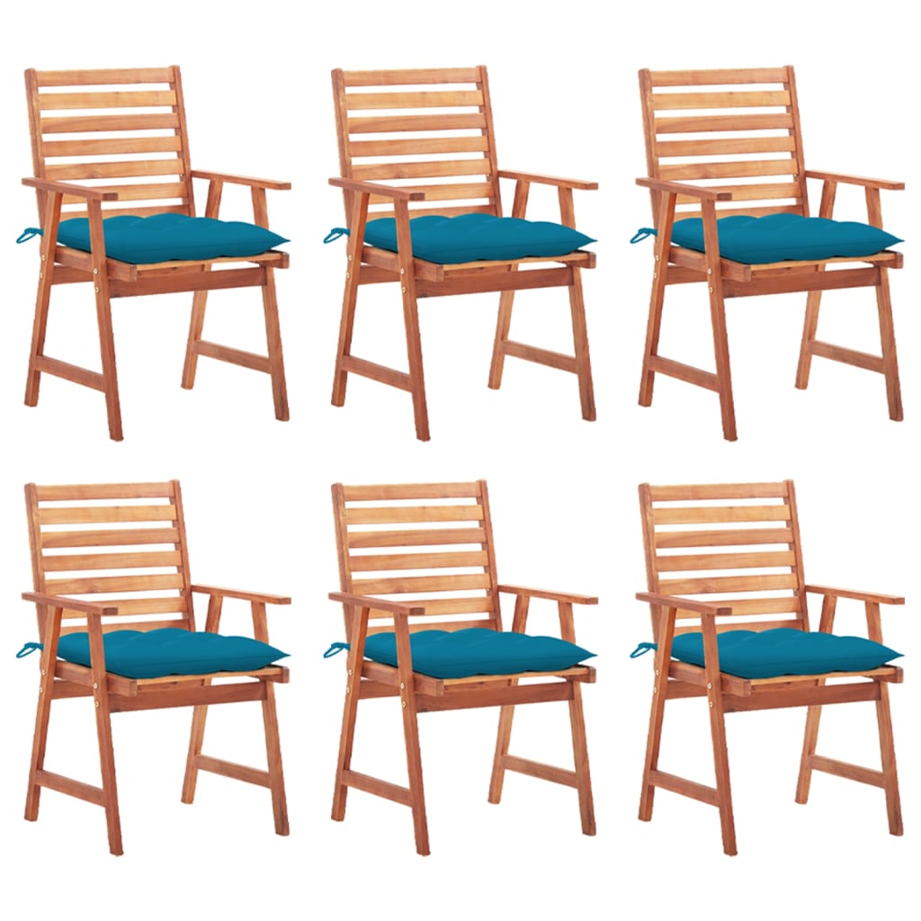 vidaXL Patio Dining Chairs 6 pcs with Cushions Solid Acacia Wood