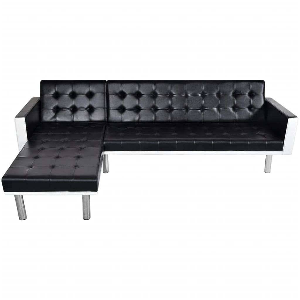 vidaXL Sofa Bed L-shaped Artificial Leather Adjustable Black