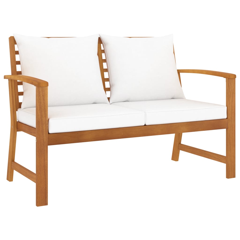 vidaXL Patio Bench 47.2" with Cream Cushion Solid Acacia Wood