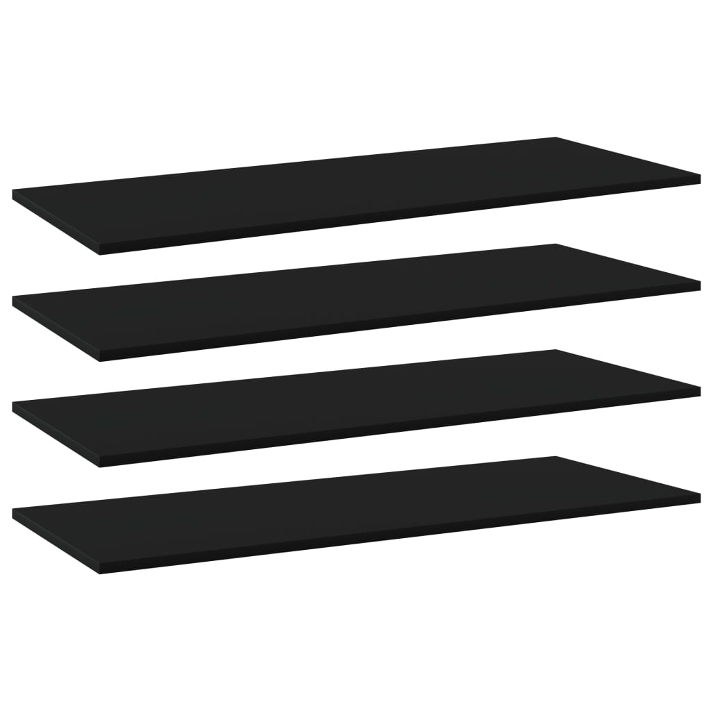 vidaXL Bookshelf Boards 4 pcs Black 39.4"x15.7"x0.6" Engineered Wood