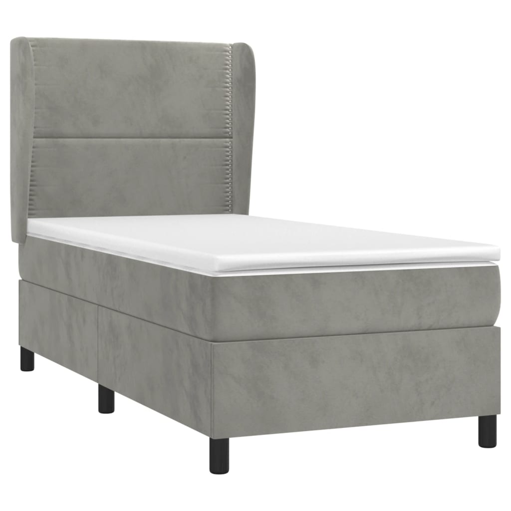 vidaXL Box Spring Bed with Mattress Light Gray Twin XL Velvet