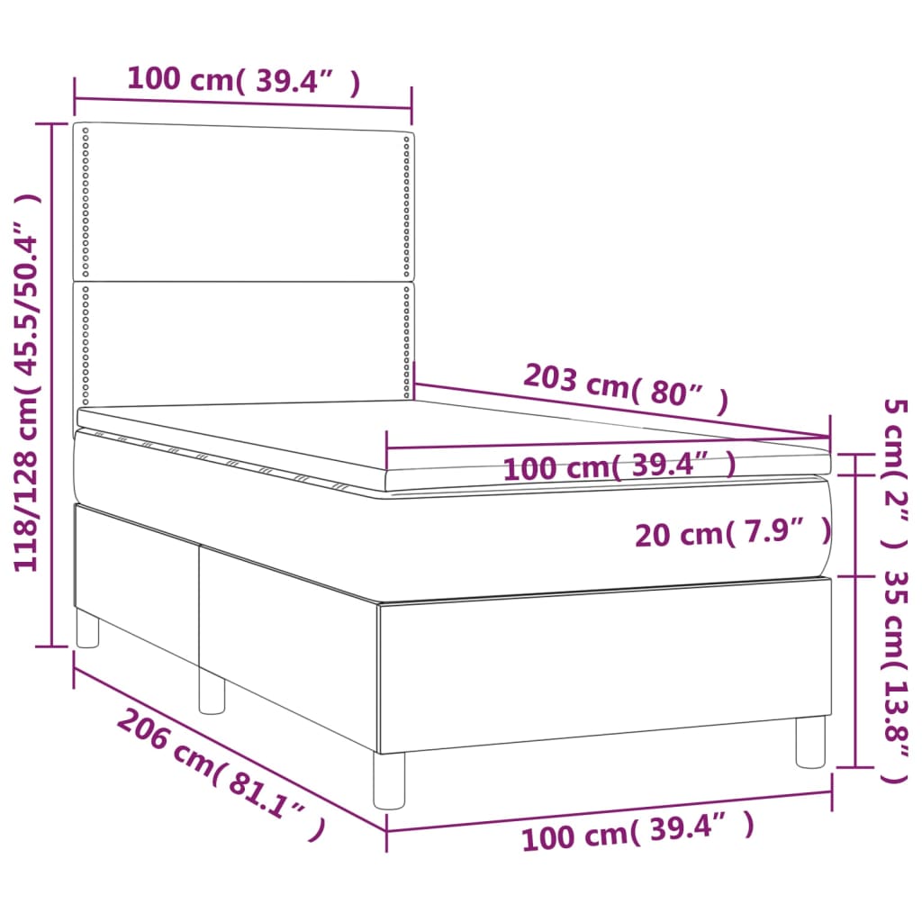 vidaXL Box Spring Bed with Mattress Dark Gray Twin XL Fabric