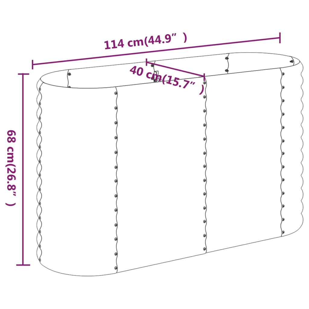 vidaXL Garden Raised Bed Powder-coated Steel 44.9"x15.7"x26.8" Anthracite