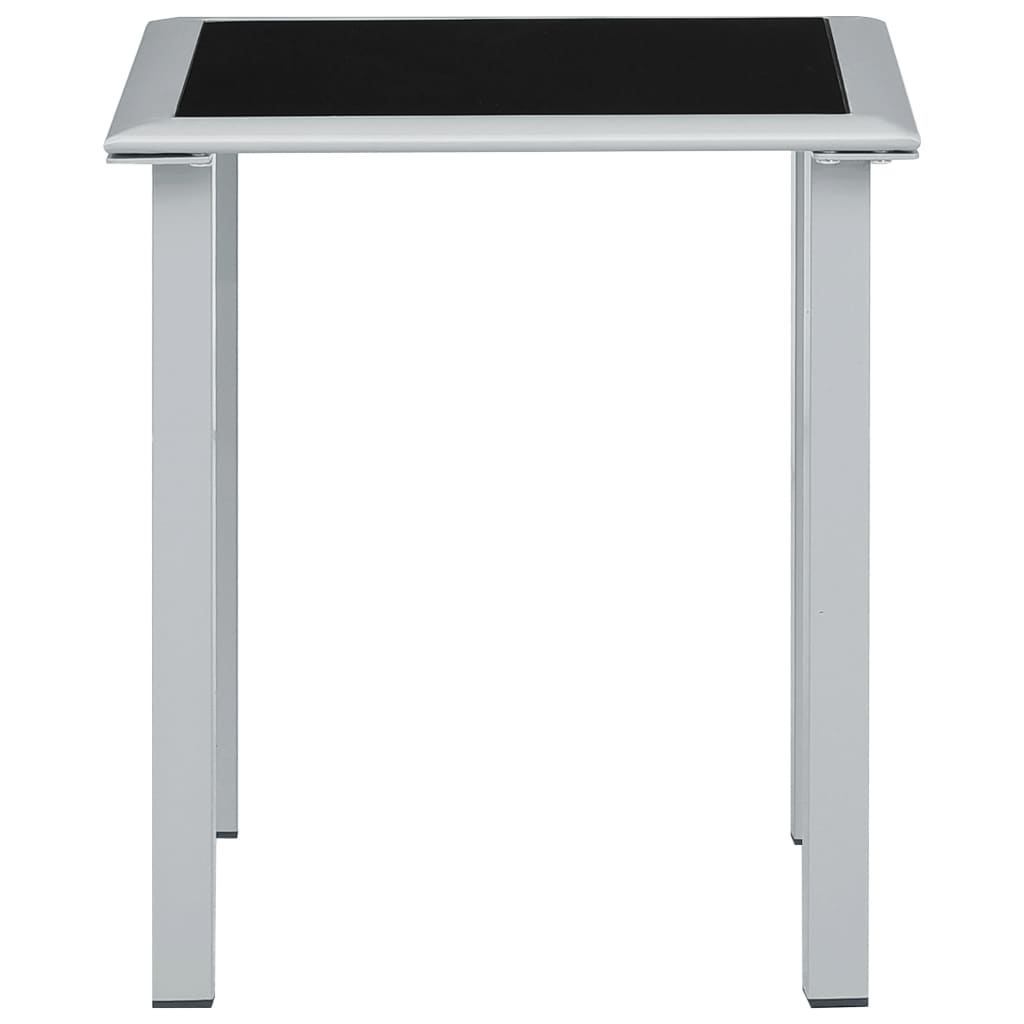 vidaXL Patio Table Black and Silver 16.1"x16.1"x17.7" Steel and Glass