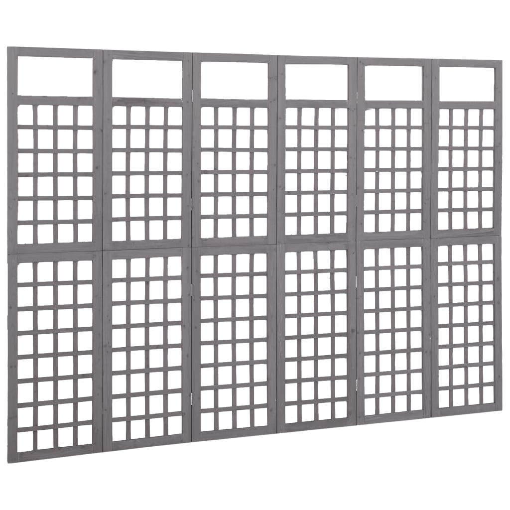 vidaXL 6-Panel Room Divider/Trellis Solid Fir Wood Gray 95.5"x70.9"