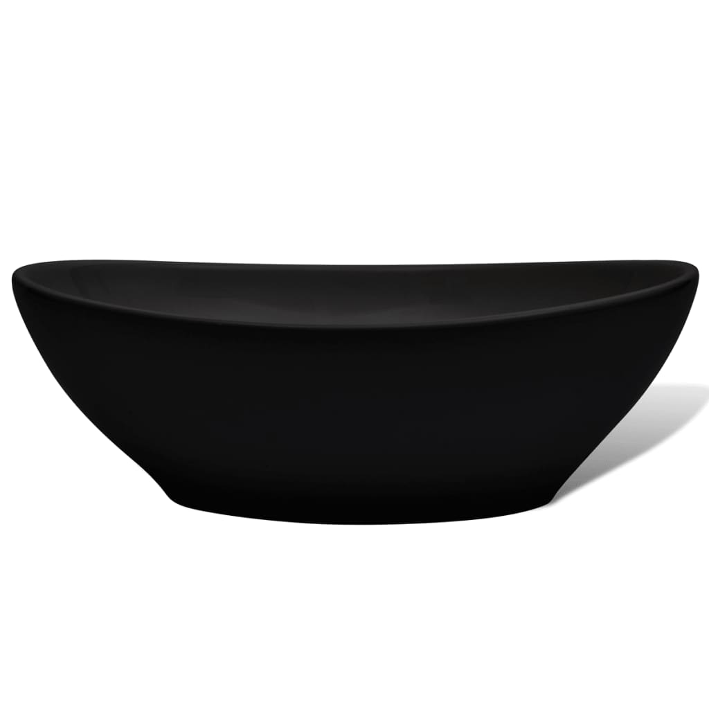 vidaXL Luxury Ceramic Basin Oval-shaped Black 16.1"x13.4"
