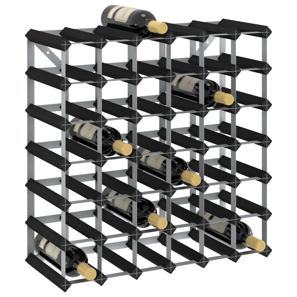 vidaXL Wine Rack for 42 Bottles Black Solid Pine Wood