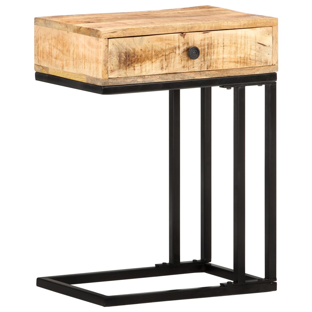 vidaXL U-Shaped Side Table 17.7"x11.8"x24" Solid Wood Mango