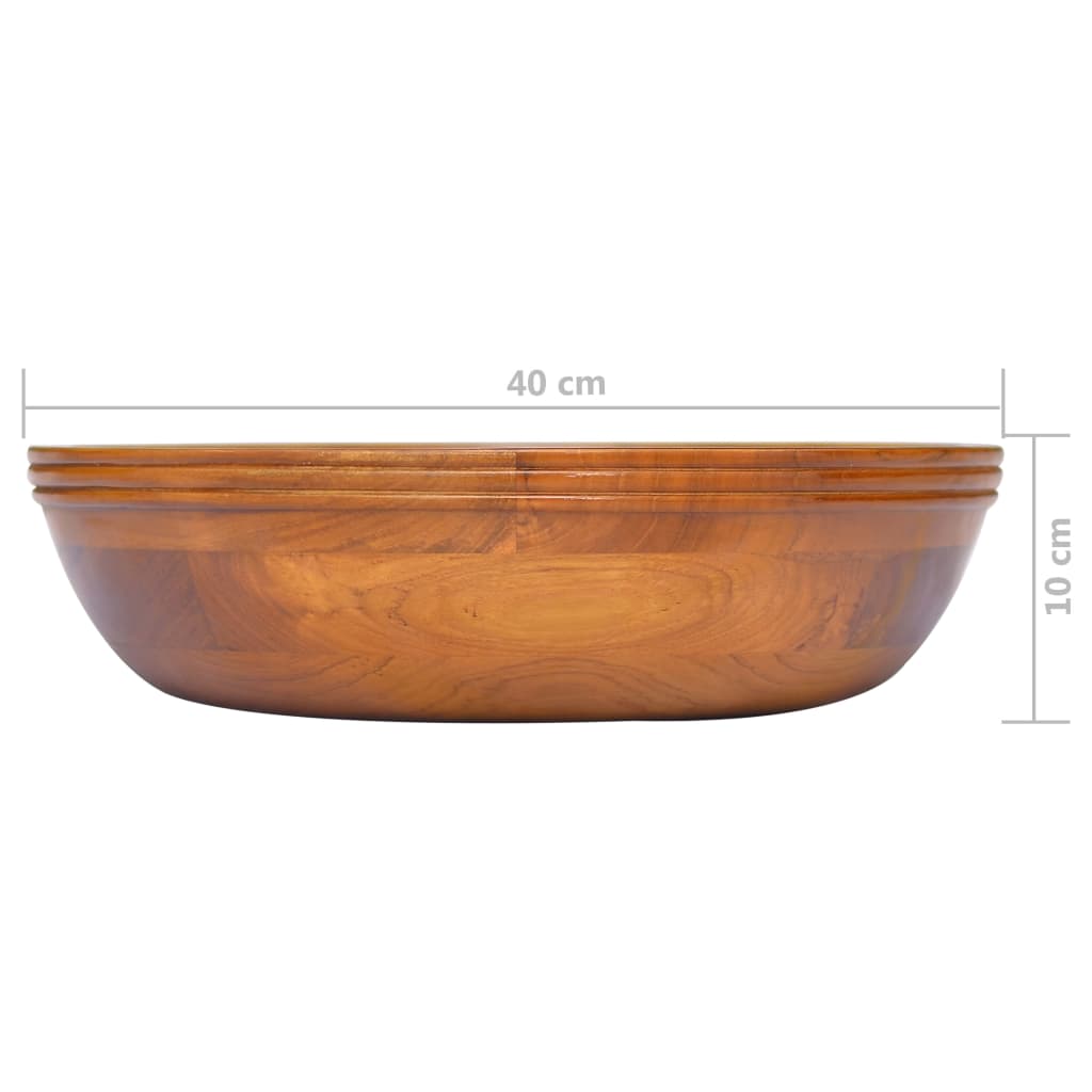 vidaXL Basin Solid Wood Teak Φ15.7"x3.9"