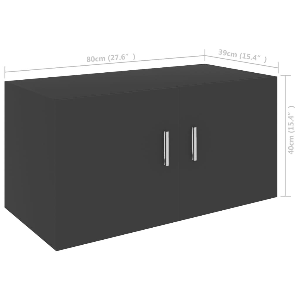 vidaXL Wall Mounted Cabinet Gray 31.5"x15.4"x15.7" Chipboard