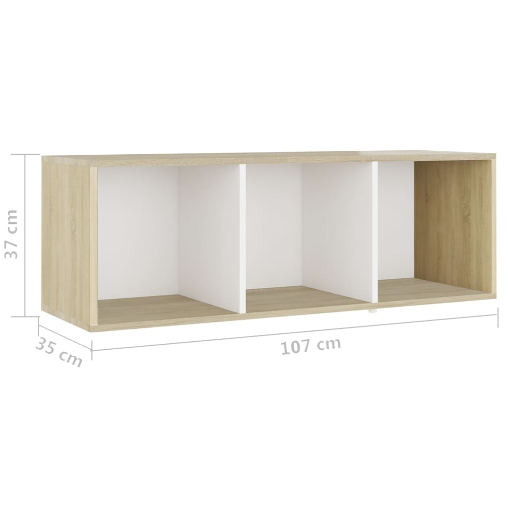 vidaXL 4 Piece TV Stand Set White and Sonoma Oak Engineered Wood