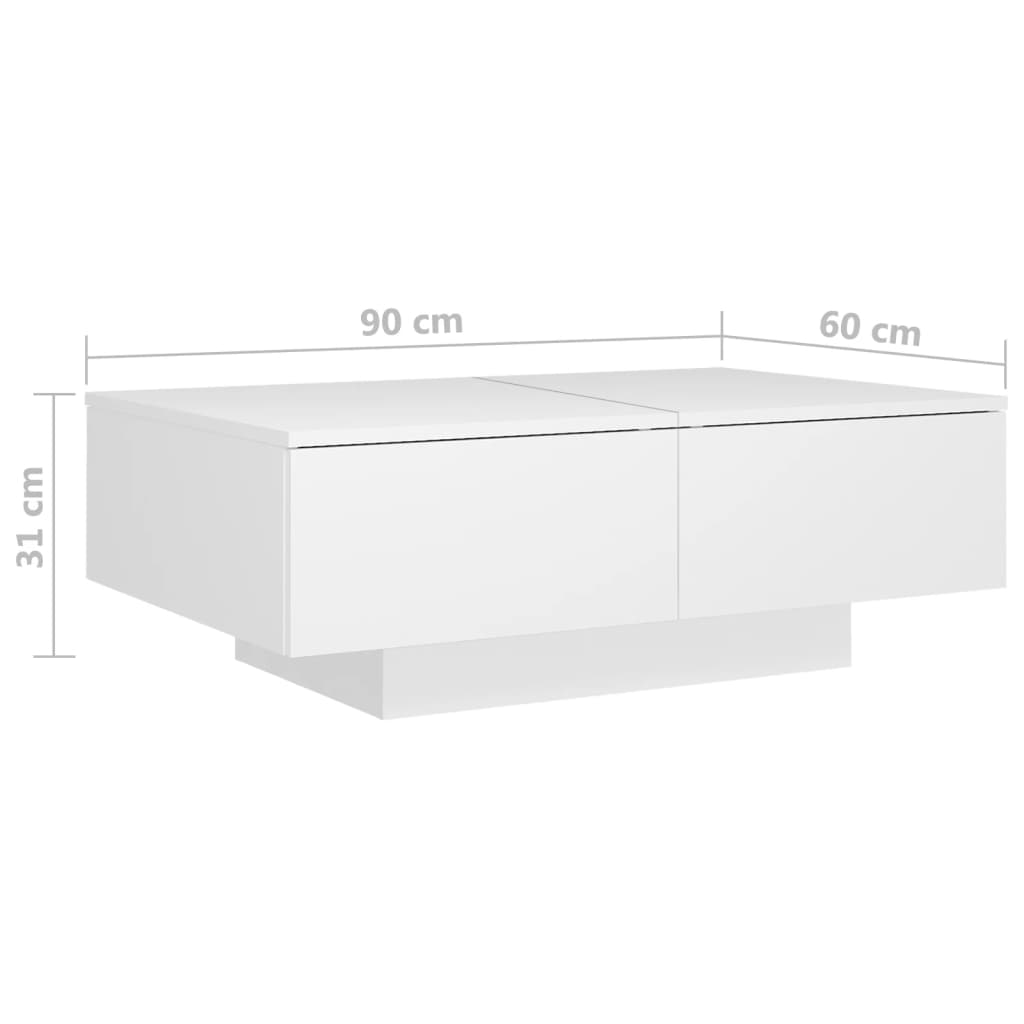 vidaXL Coffee Table White 35.4"x23.6"x12.2" Engineered Wood