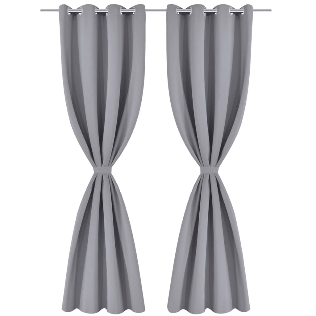 2 pcs Gray Blackout Curtains with Metal Rings 53" x 96"