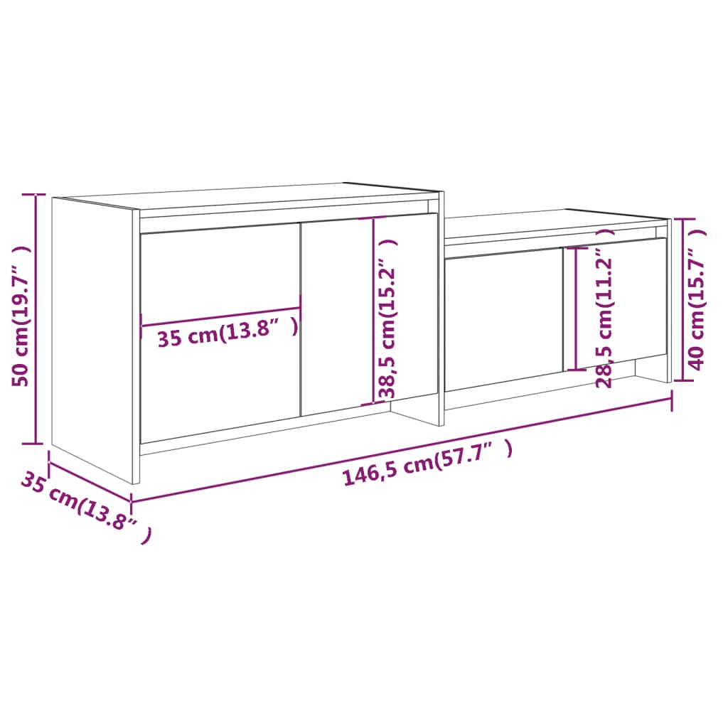 vidaXL TV Stand White 57.7"x13.8"x19.7" Engineered Wood