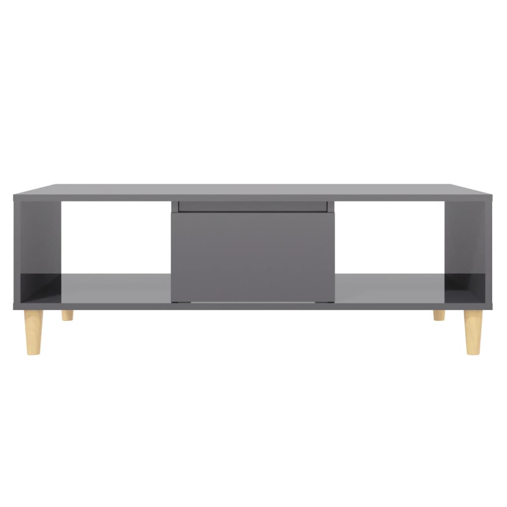 vidaXL Coffee Table High Gloss Gray 40.7"x23.6"x13.8" Engineered Wood