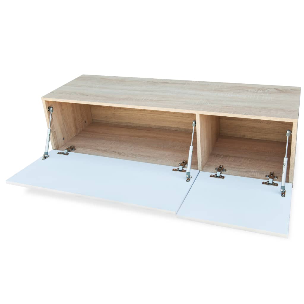 vidaXL TV Stand Engineered Wood 47.2"x15.7"x13.4" High Gloss White and Oak