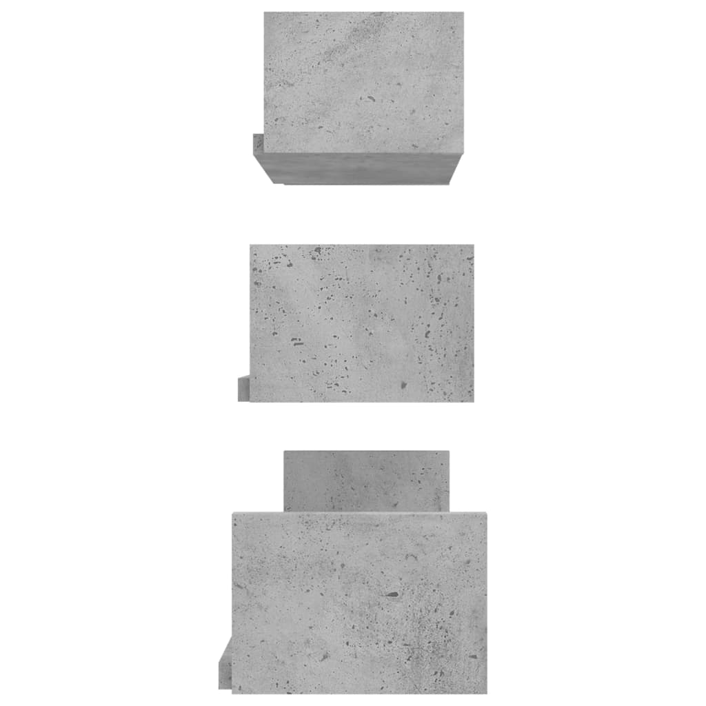 vidaXL Wall Display Shelf 3 pcs Concrete Gray Chipboard
