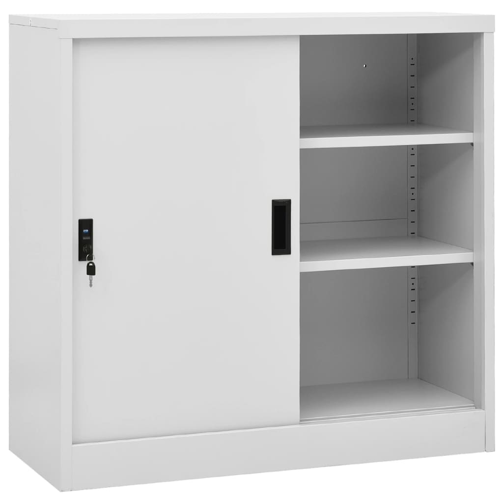 vidaXL Office Cabinet with Sliding Door Light Gray 35.4"x15.7"x35.4" Steel