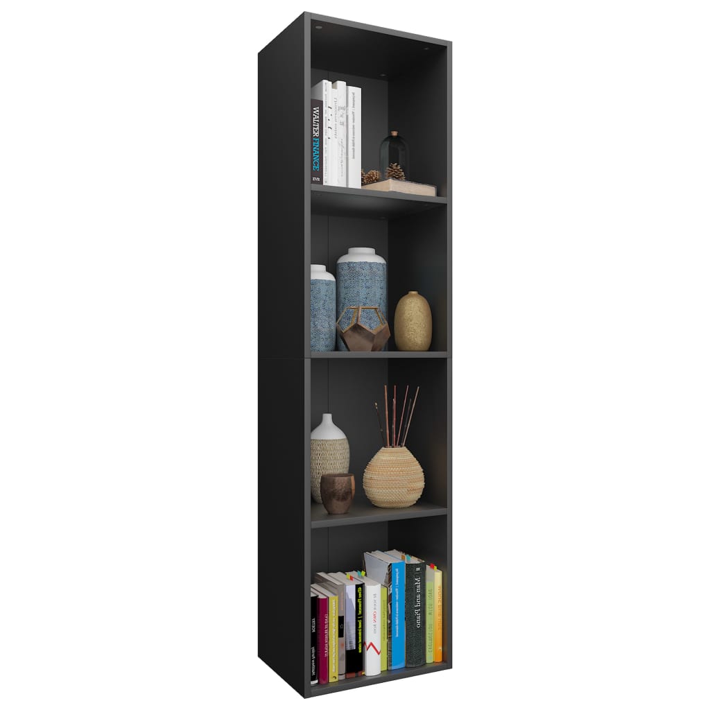 vidaXL Book Cabinet/TV Cabinet Black 14.2"x11.8"x56.3" Engineered Wood