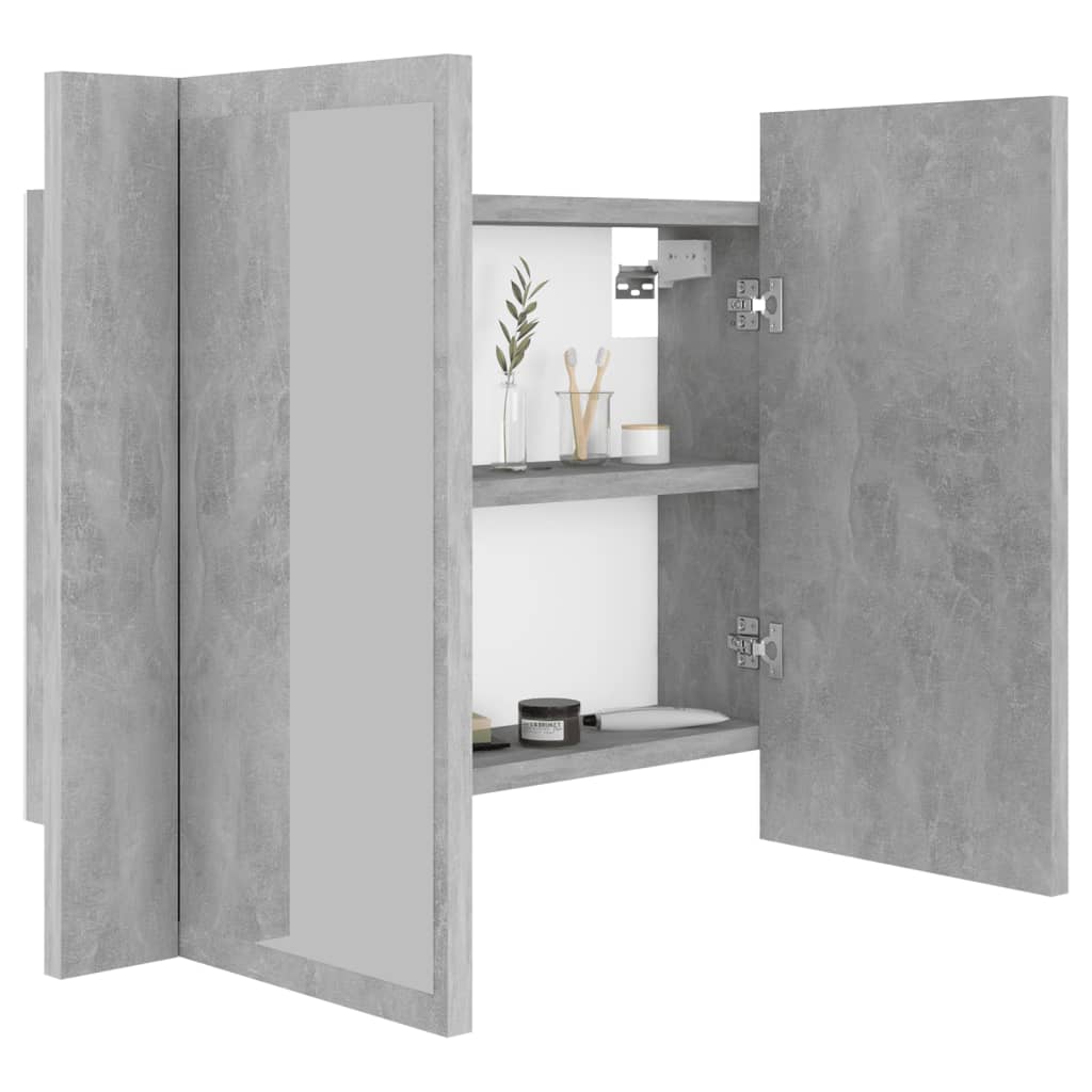 vidaXL LED Bathroom Mirror Cabinet Concrete Gray 23.6"x4.7"x17.7"
