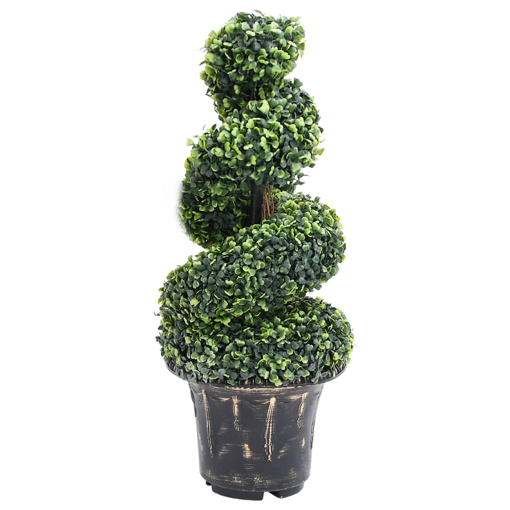 vidaXL Artificial Boxwood Spiral Plant with Pot Green 35"