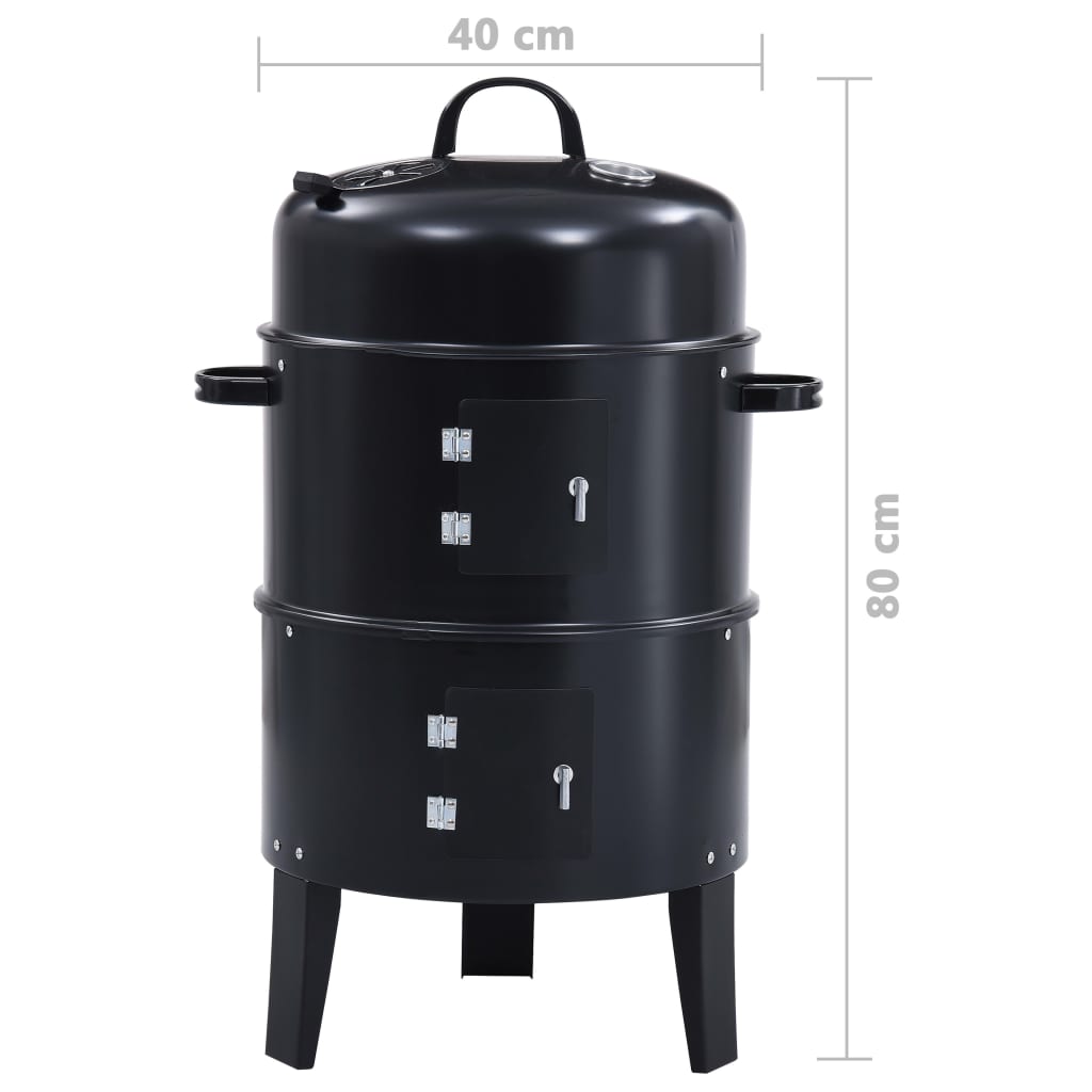 vidaXL 3-in-1 Charcoal Smoker BBQ Grill 15.7"x31.4"