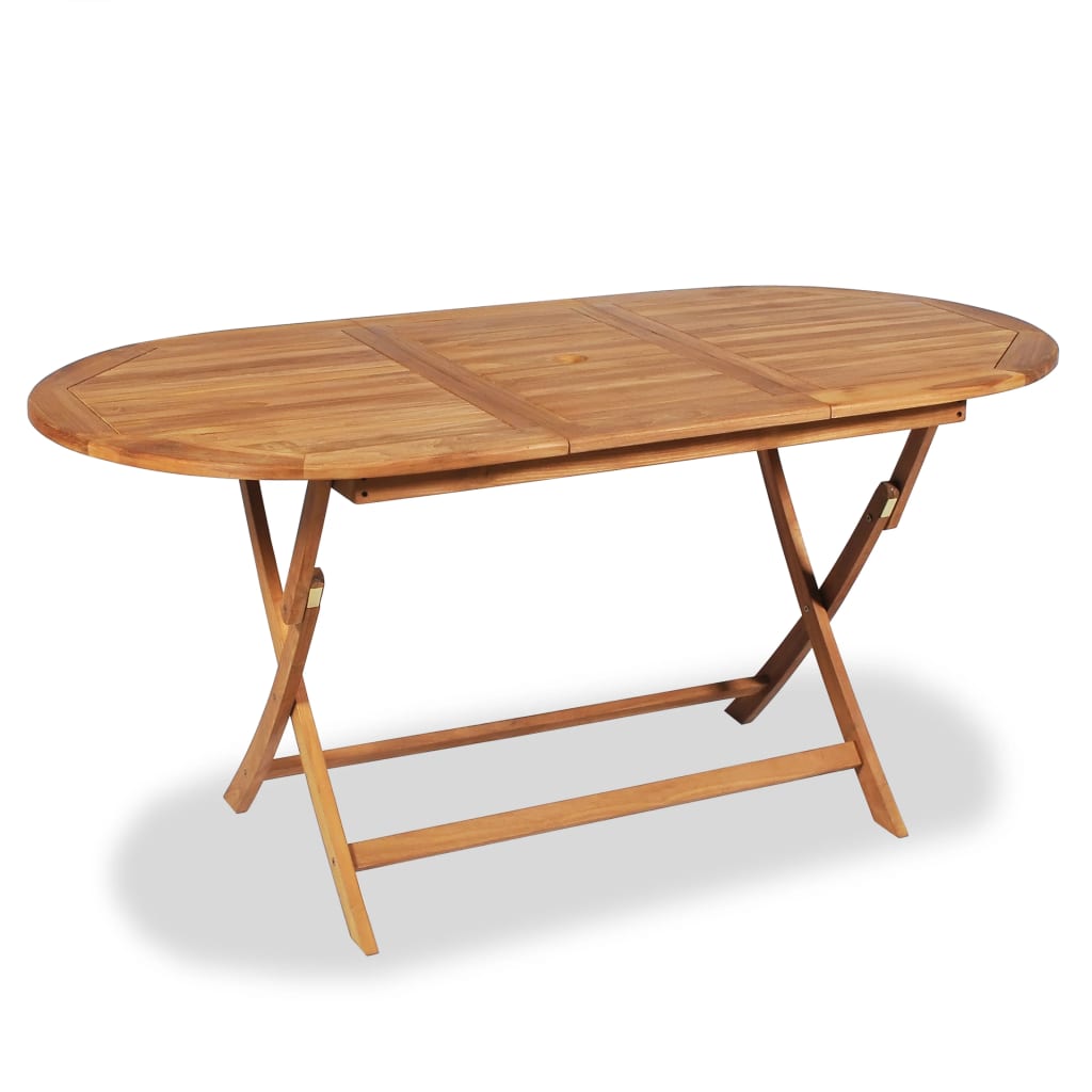 vidaXL Folding Patio Table 63"x31.5"x29.5" Solid Teak Wood