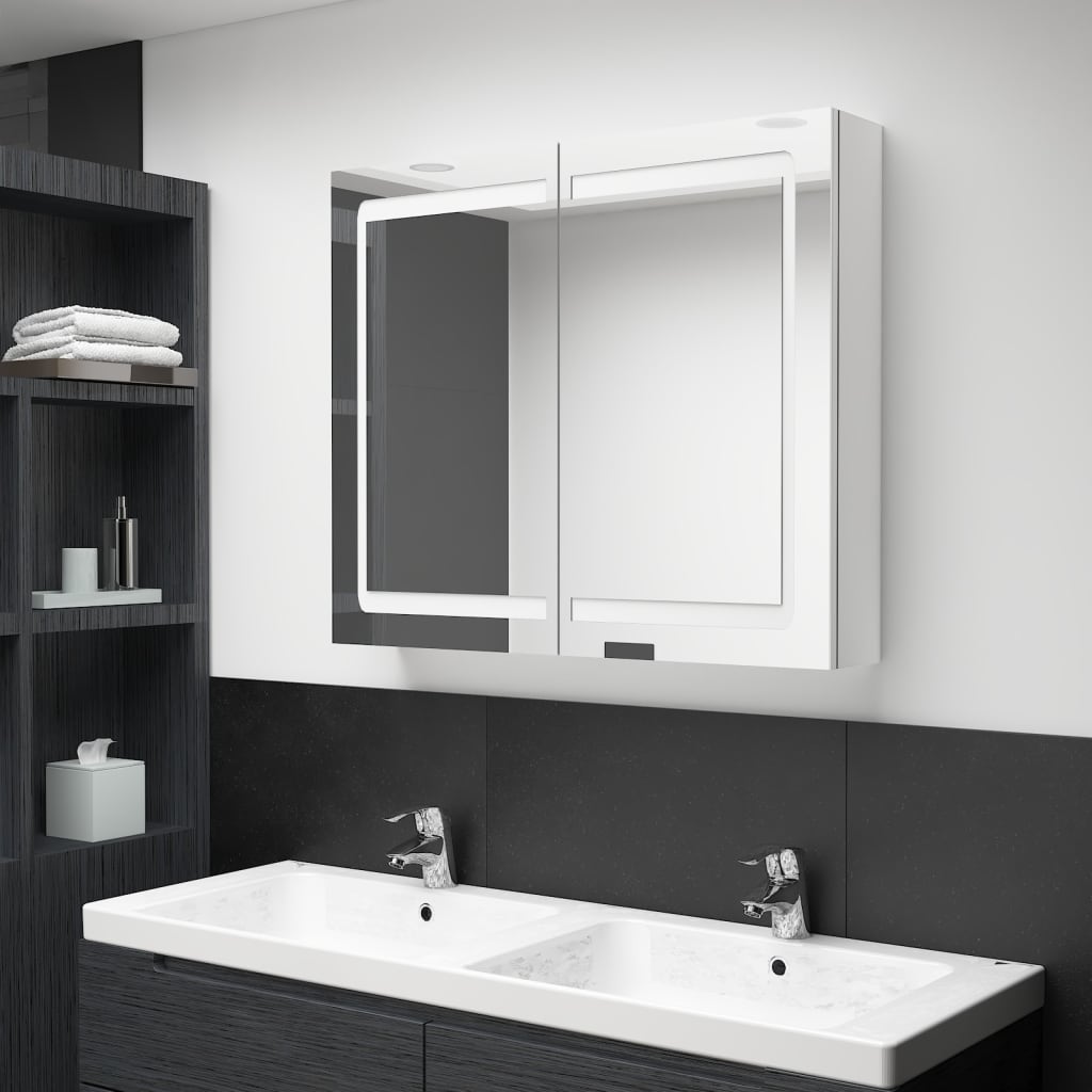 vidaXL LED Bathroom Mirror Cabinet Shining White 31.5"x4.7"x26.8"