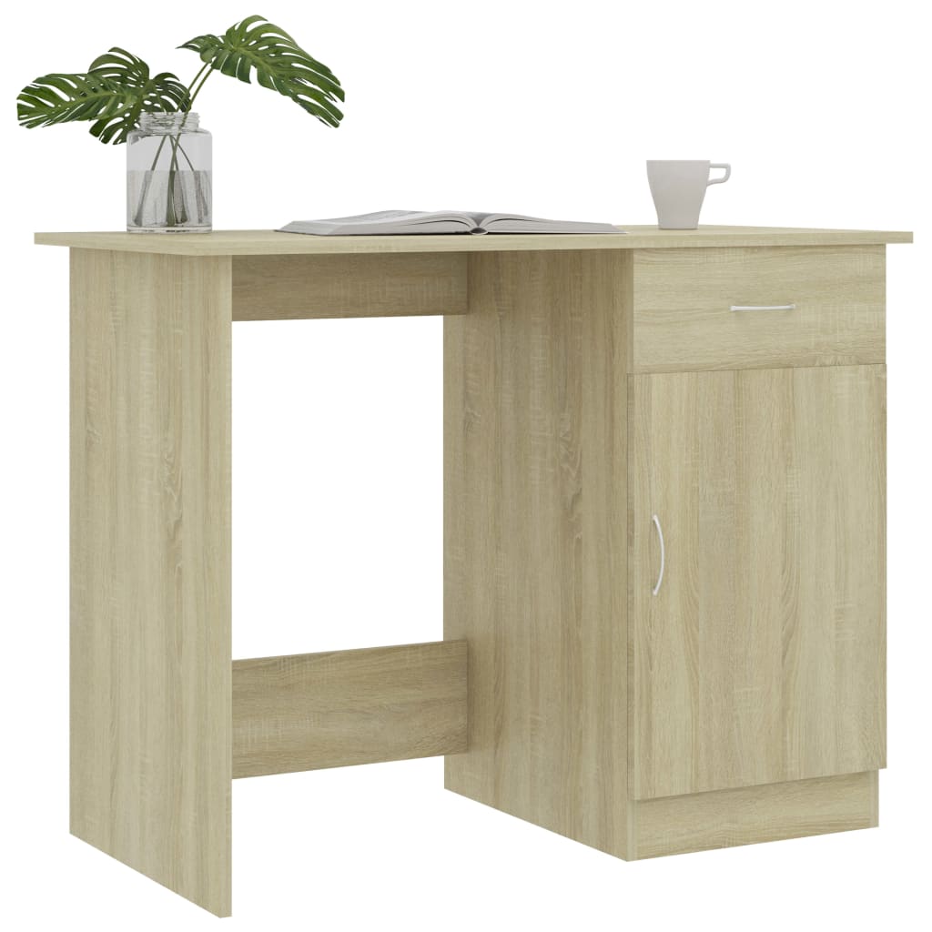 vidaXL Desk Sonoma Oak 39.4"x19.7"x29.9" Engineered Wood