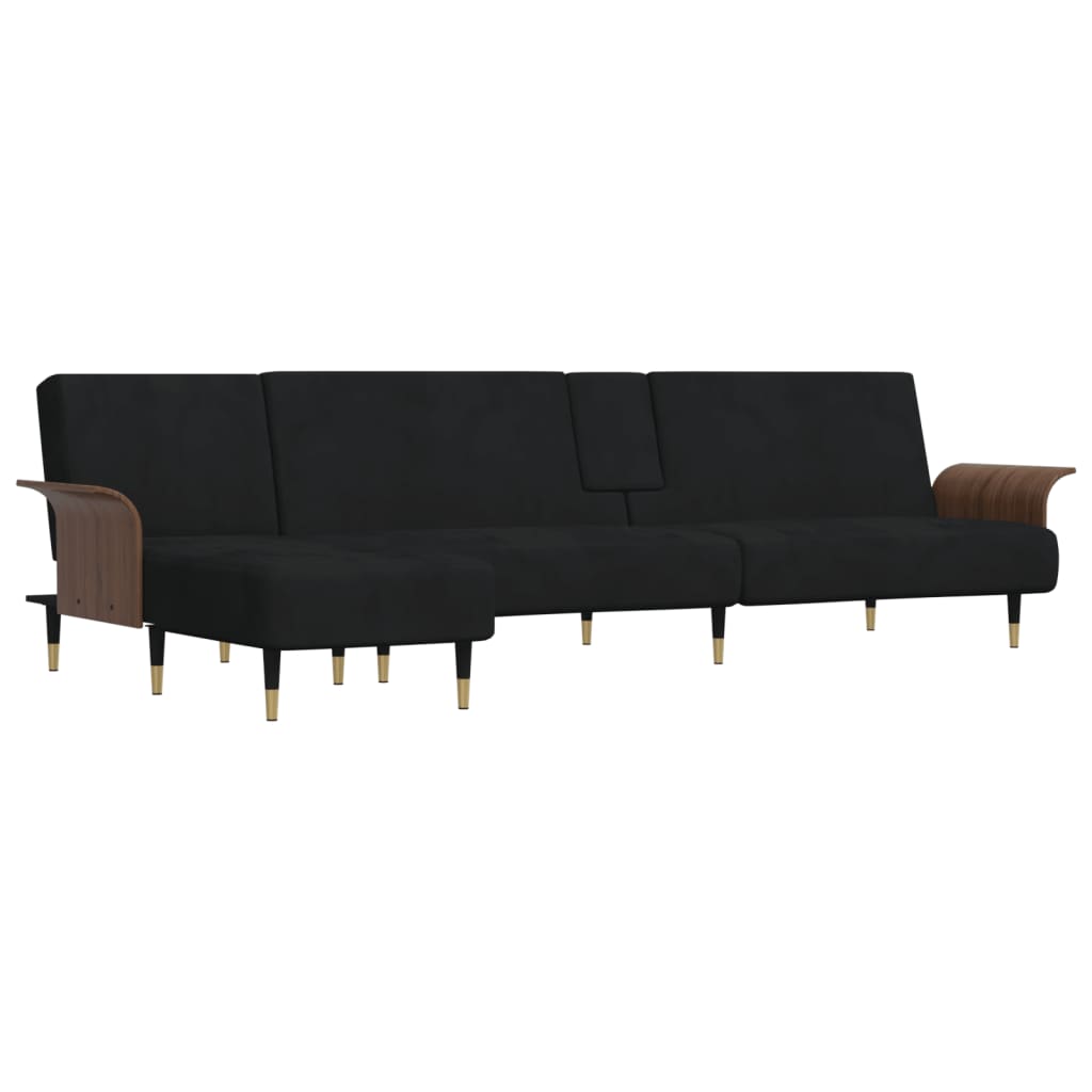 vidaXL L-shaped Sofa Black 109.8"x55.1"x27.6" Velvet