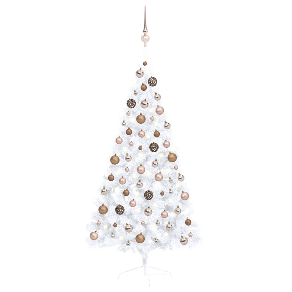 vidaXL Artificial Half Pre-lit Christmas Tree with Ball Set White 59.1"