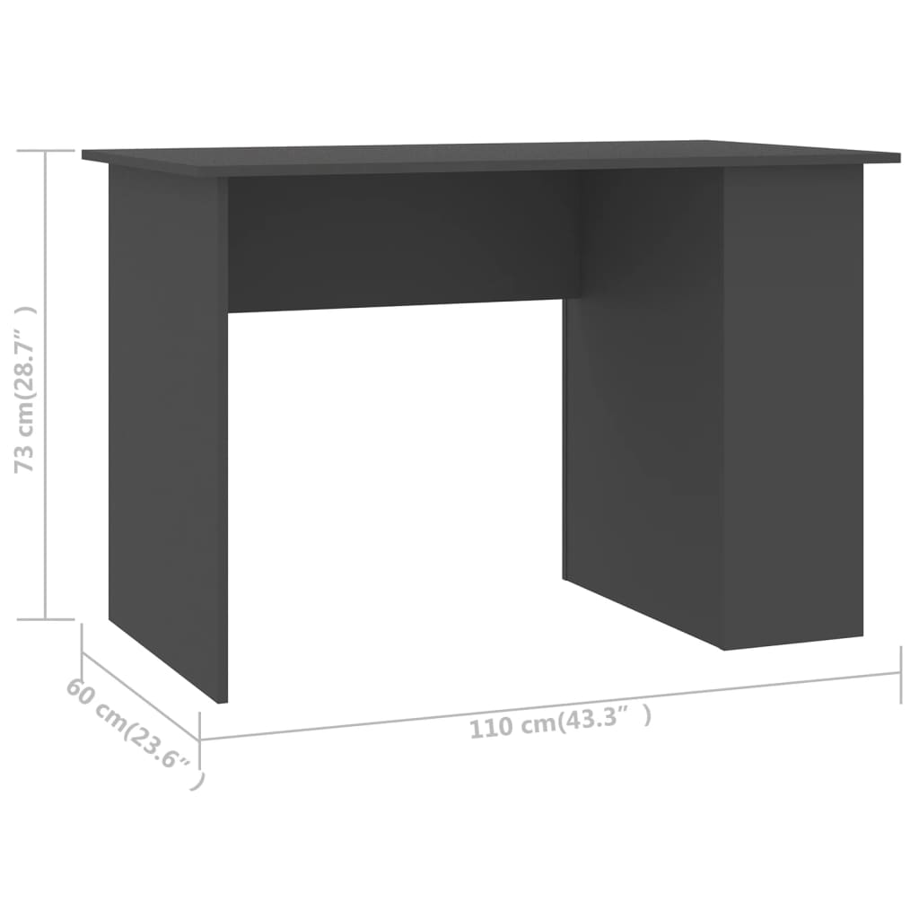 vidaXL Desk Gray 43.3"x23.6"x28.7" Engineered Wood