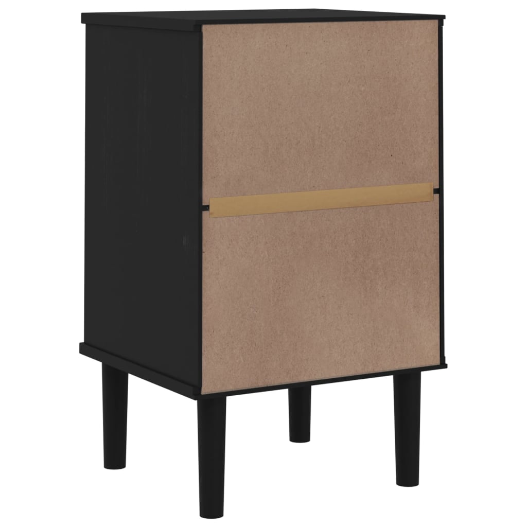 vidaXL Bedside Cabinet SENJA Rattan Look Black 15.7"x13.8"x25.6" Solid Wood Pine