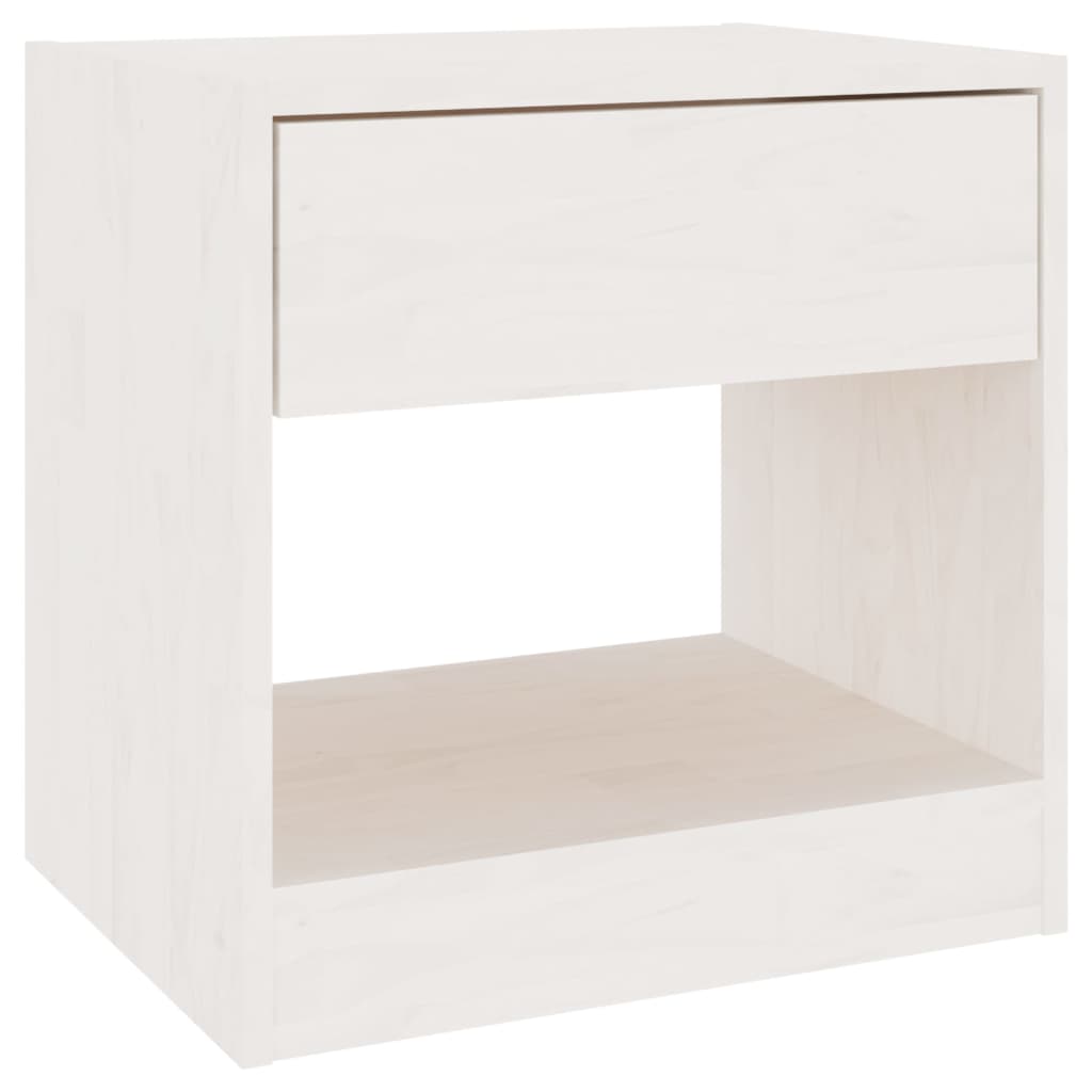 vidaXL Bedside Cabinet White 15.7"x12.2"x15.7" Solid Wood Pine